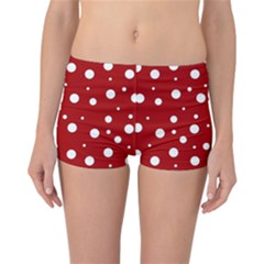 Mushroom Pattern, Red And White Dots, Circles Theme Reversible Boyleg Bikini Bottoms