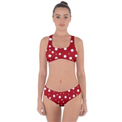 Mushroom Pattern, Red And White Dots, Circles Theme Criss Cross Bikini Set by Casemiro