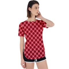 Three Color Tartan, Red Grey, Black Buffalo Plaid Theme Perpetual Short Sleeve T-shirt by Casemiro