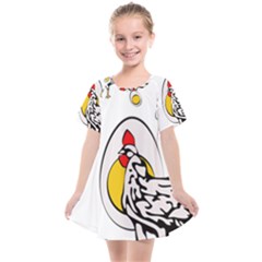 Roseanne Chicken, Retro Chickens Kids  Smock Dress by EvgeniaEsenina