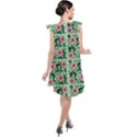 60s Girl Floral Green Tie Up Tunic Dress View2