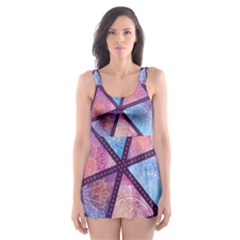 Triangle Mandala Pattern Skater Dress Swimsuit by designsbymallika