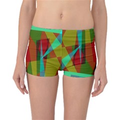 Rainbow Colors Palette Mix, Abstract Triangles, Asymmetric Pattern Boyleg Bikini Bottoms by Casemiro