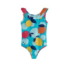 Pop Art Style Citrus Seamless Pattern Kids  Frill Swimsuit by Amaryn4rt