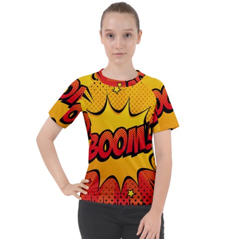 Explosion Boom Pop Art Style Women s Sport Raglan Tee by Amaryn4rt