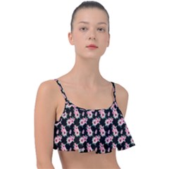 Floral Print Frill Bikini Top by Saptagram