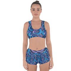 Blue Swirl Pattern Racerback Boyleg Bikini Set by designsbymallika