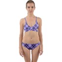 Pastel purple and steel black lines pattern, retro tartan, classic plaid Wrap Around Bikini Set View1