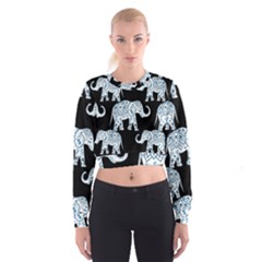Elephant-pattern-background Cropped Sweatshirt by Sobalvarro