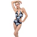 Elephant-pattern-background Plunging Cut Out Swimsuit View1