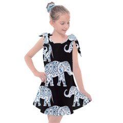 Elephant-pattern-background Kids  Tie Up Tunic Dress by Sobalvarro