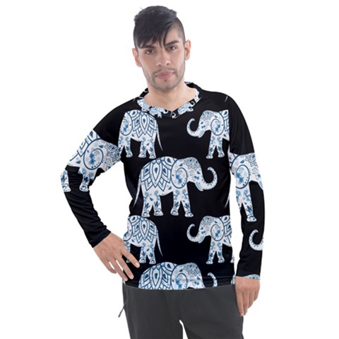 Elephant-pattern-background Men s Pique Long Sleeve Tee by Sobalvarro