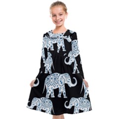 Elephant-pattern-background Kids  Midi Sailor Dress by Sobalvarro