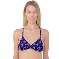 Pink And Blue Flowers Reversible Tri Bikini Top by bloomingvinedesign