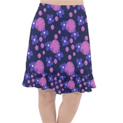 Pink And Blue Flowers Fishtail Chiffon Skirt by bloomingvinedesign