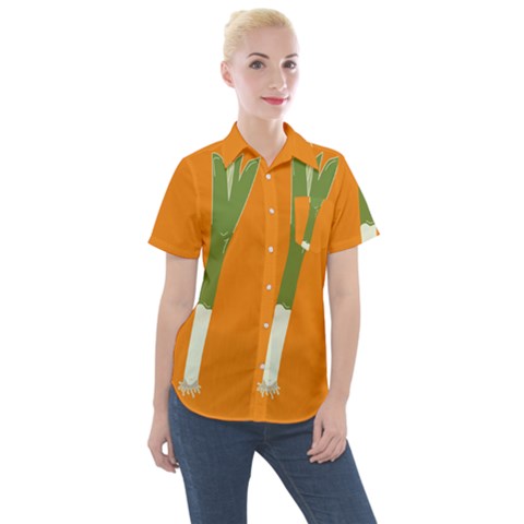 Leek Green Onion Women s Short Sleeve Pocket Shirt by Alisyart
