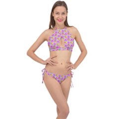Girl With Hood Cape Heart Lemon Pattern Lilac Cross Front Halter Bikini Set by snowwhitegirl