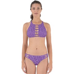 Purple Big Cat Pattern Perfectly Cut Out Bikini Set by Angelandspot