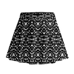 Ethnic Black And White Geometric Print Mini Flare Skirt by dflcprintsclothing