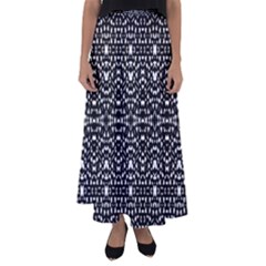 Ethnic Black And White Geometric Print Flared Maxi Skirt by dflcprintsclothing