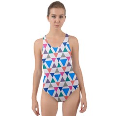 Multicolor Triangle Cut-out Back One Piece Swimsuit by tmsartbazaar