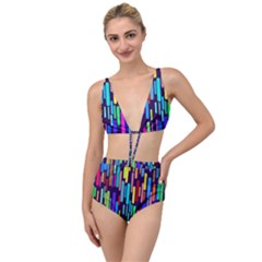Abstract Line Tied Up Two Piece Swimsuit