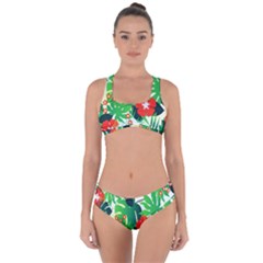 Tropical Leaf Flower Digital Criss Cross Bikini Set by Mariart