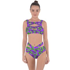 Purple And Green Camouflage Bandaged Up Bikini Set  by SpinnyChairDesigns