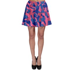 Blue And Pink Camouflage Pattern Skater Skirt by SpinnyChairDesigns