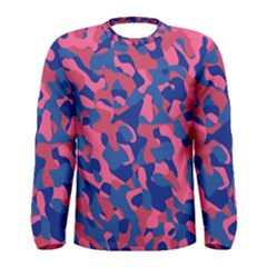 Blue And Pink Camouflage Pattern Men s Long Sleeve Tee by SpinnyChairDesigns