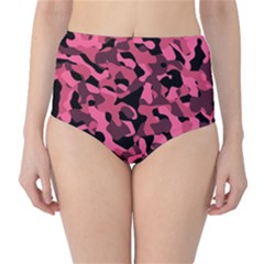 Black And Pink Camouflage Pattern Classic High-waist Bikini Bottoms by SpinnyChairDesigns