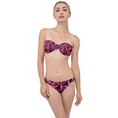 Black And Pink Camouflage Pattern Classic Bandeau Bikini Set by SpinnyChairDesigns