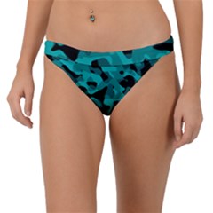 Black And Teal Camouflage Pattern Band Bikini Bottom by SpinnyChairDesigns