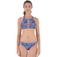Cosmos Flowers Blue Red Perfectly Cut Out Bikini Set