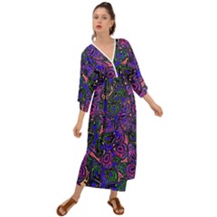Purple Abstract Butterfly Pattern Grecian Style  Maxi Dress by SpinnyChairDesigns