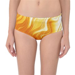 Gold Flames Pattern Mid-waist Bikini Bottoms by SpinnyChairDesigns
