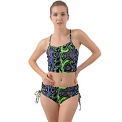 Green And Black Abstract Pattern Mini Tank Bikini Set by SpinnyChairDesigns