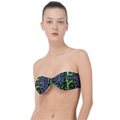 Green And Black Abstract Pattern Classic Bandeau Bikini Top  by SpinnyChairDesigns