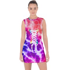 Colorful Tie Dye Pattern Texture Lace Up Front Bodycon Dress by SpinnyChairDesigns
