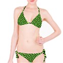 Abstract Black and Green Checkered Pattern Classic Bikini Set View1