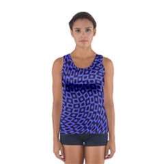 Abstract Black And Purple Checkered Pattern Sport Tank Top  by SpinnyChairDesigns