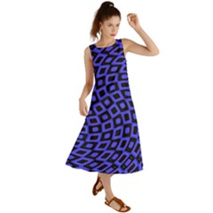 Abstract Black And Purple Checkered Pattern Summer Maxi Dress by SpinnyChairDesigns