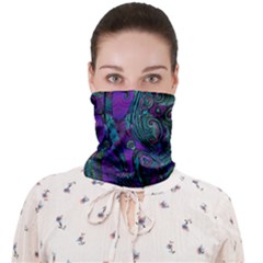 Purple Teal Abstract Jungle Print Pattern Face Covering Bandana (adult) by SpinnyChairDesigns