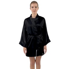 Plain Black Solid Color Long Sleeve Satin Kimono by FlagGallery