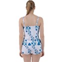 Abstract Blue Flowers on White Tie Front Two Piece Tankini View2