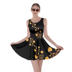 Abstract Gold Yellow Roses On Black Skater Dress by SpinnyChairDesigns