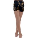Abstract Gold Yellow Roses on Black Kids  Lightweight Velour Yoga Shorts View4
