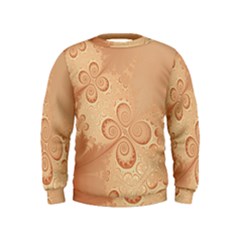 Coral Peach Intricate Swirls Pattern Kids  Sweatshirt by SpinnyChairDesigns
