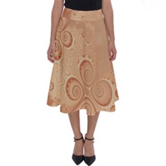 Coral Peach Intricate Swirls Pattern Perfect Length Midi Skirt by SpinnyChairDesigns