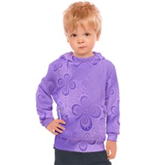 Purple Intricate Swirls Pattern Kids  Hooded Pullover by SpinnyChairDesigns